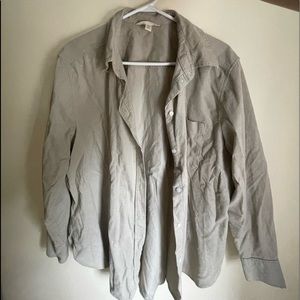 Grey ribbed button down shirt